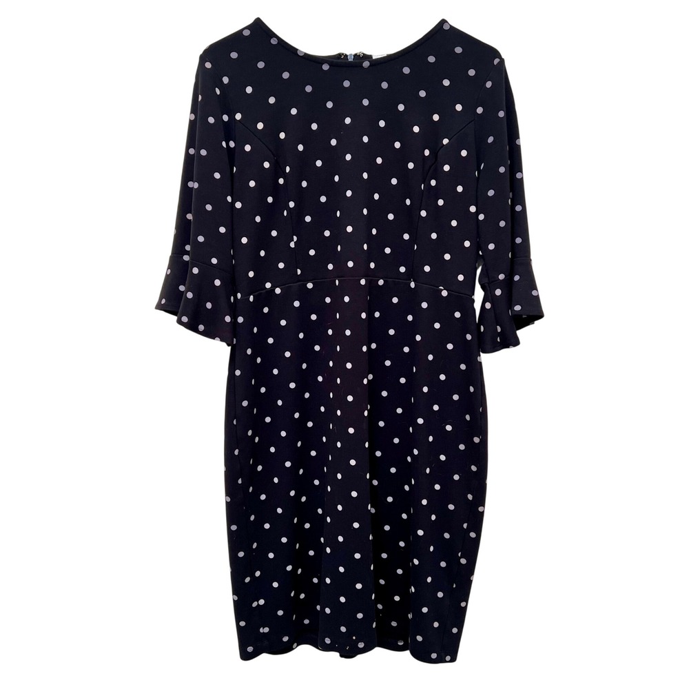 Old Navy Black Polka Dot Bell‎ Sleeve Knee Length Sheath Dress Women's Size L